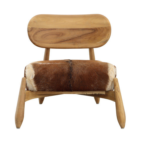 Guleen Brown and White Hide and Natural Wood Finish Occasional Chair