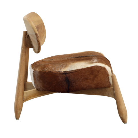 Guleen Brown and White Hide and Natural Wood Finish Occasional Chair