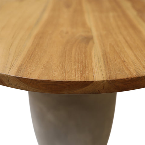 Egaleo Natural Wood and Grey Concrete Finish Outdoor Side Table