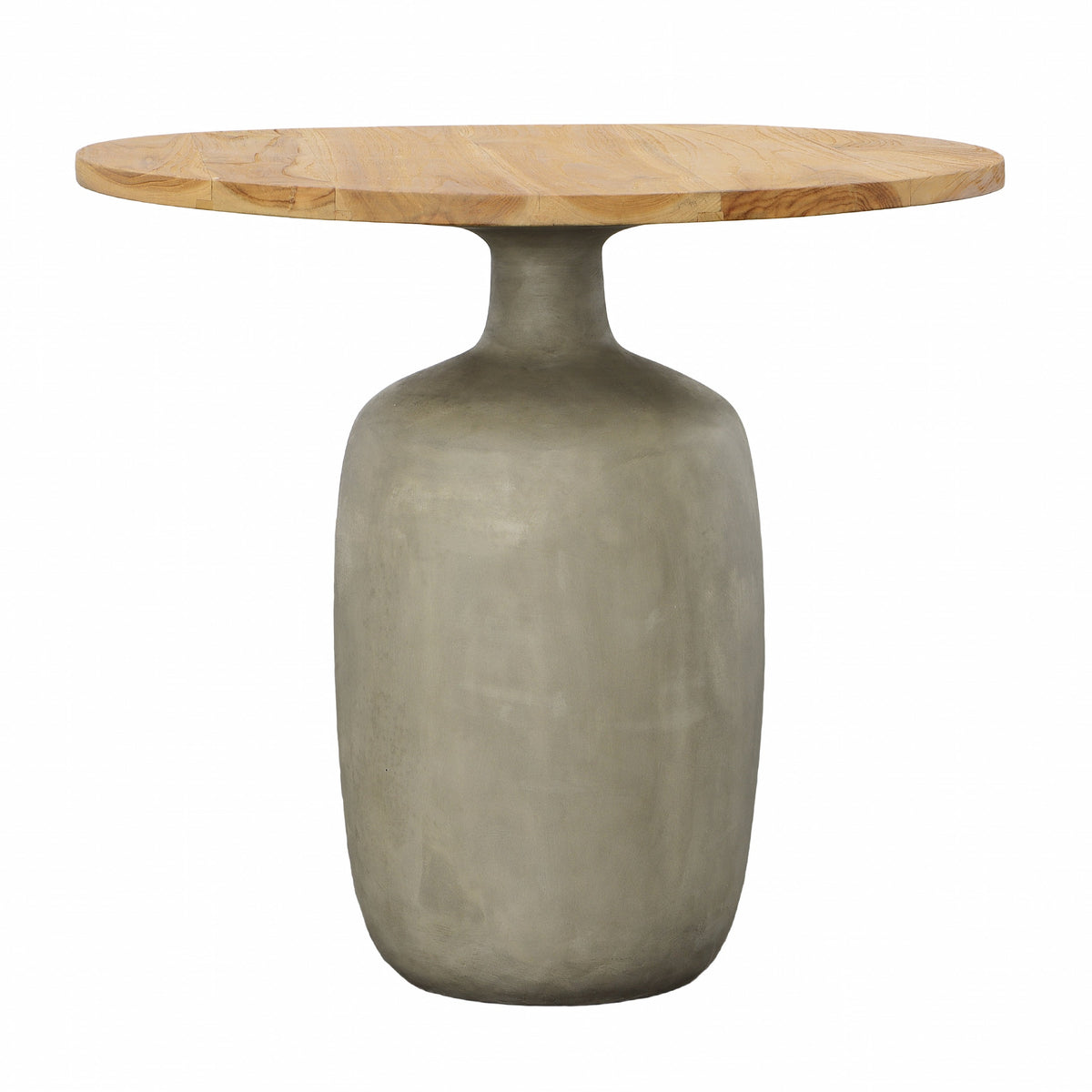 Egaleo Natural Wood and Grey Concrete Finish Outdoor Side Table