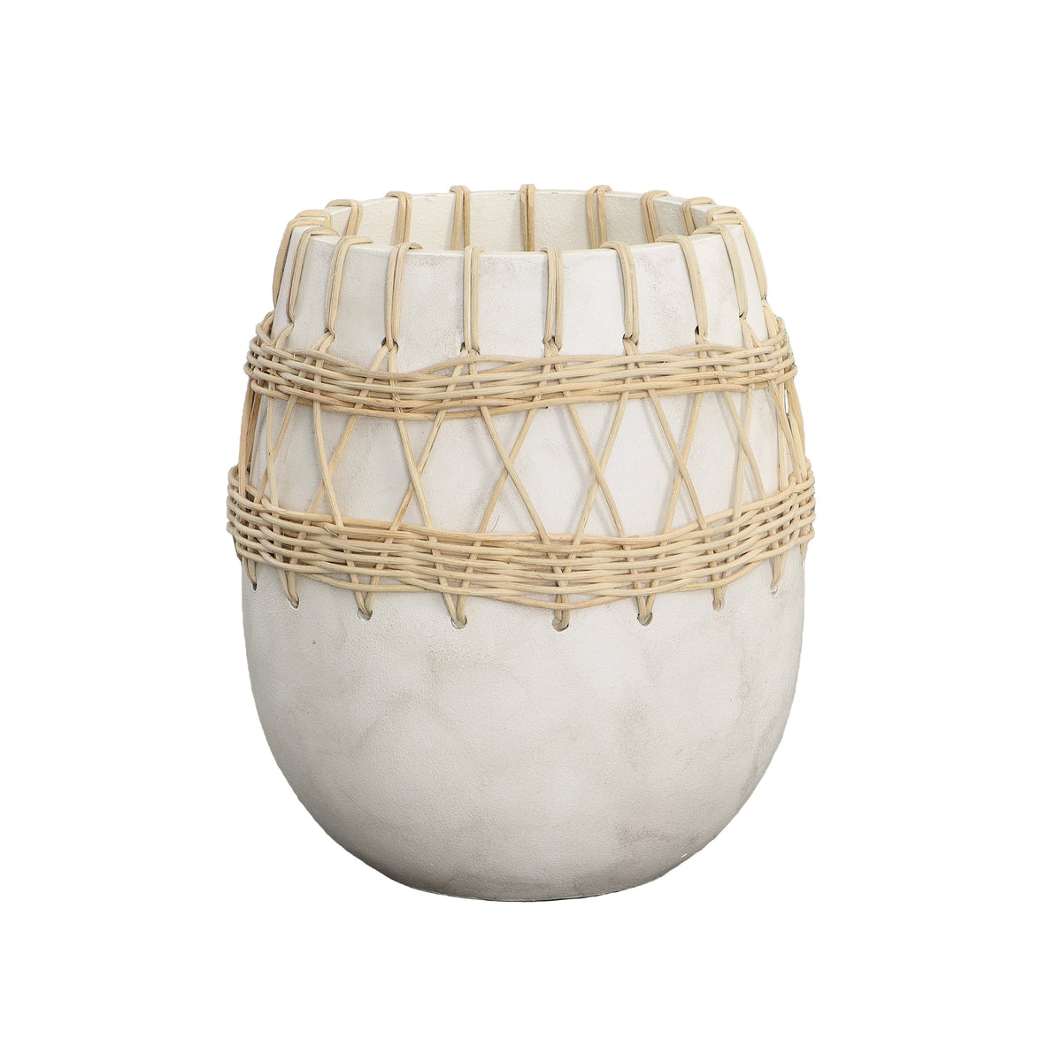 Agia Off White and Natural Rattan Vase
