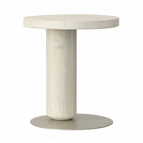 Oriole Whitewash Finish with Brushed Nickel Base Side Table