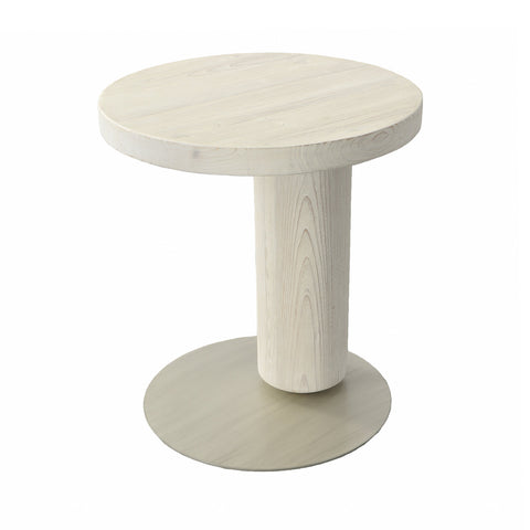 Oriole Whitewash Finish with Brushed Nickel Base Side Table
