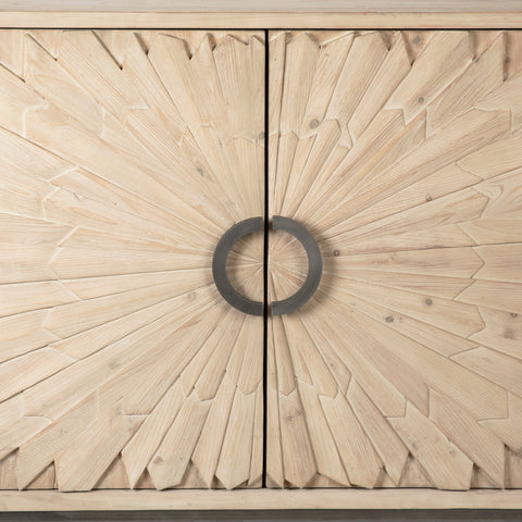 Mabari Light Warm Wash Finish and Antique Silver Iron Sideboard