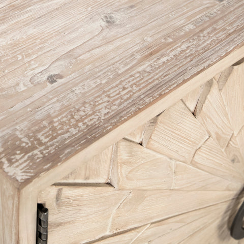 Mabari Light Warm Wash Finish and Antique Silver Iron Sideboard