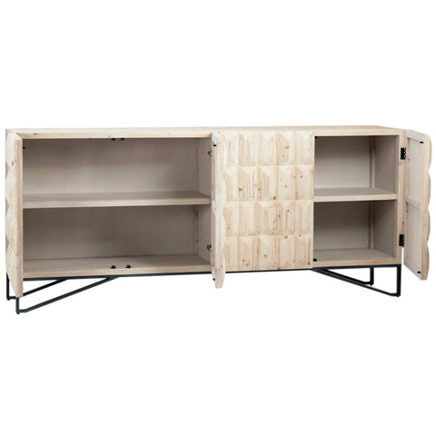 Montero Light Grey Washed Wood with Brushed Nickel Iron Base Sideboard