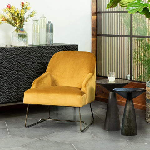 Kenley Washed Black Stone Finish Side Table