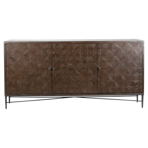 Lester Dark Brown Finish and Gunmetal Base Sideboard