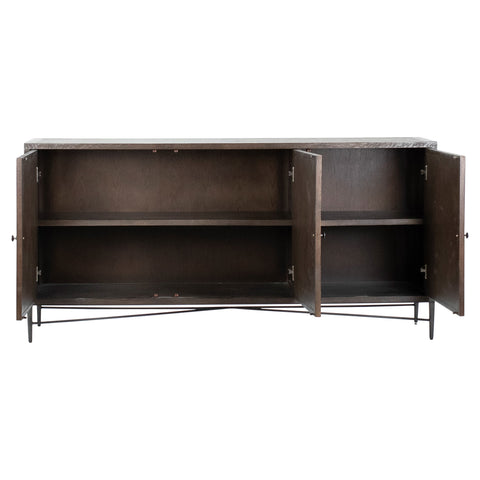 Lester Dark Brown Finish and Gunmetal Base Sideboard