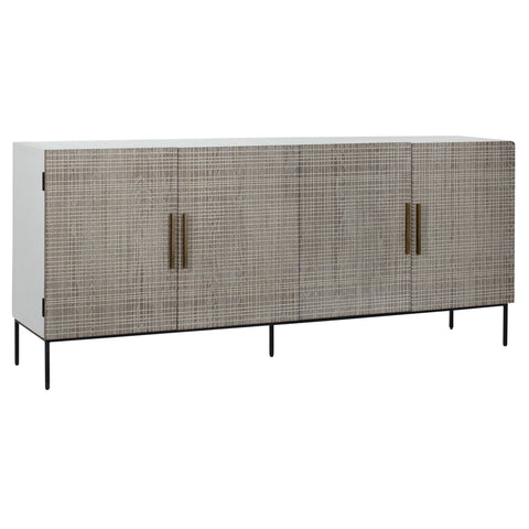 Miguel White with Light Grey Wash Doors and Black Iron Base Sideboard