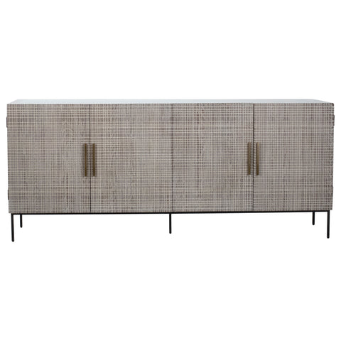 Miguel White with Light Grey Wash Doors and Black Iron Base Sideboard