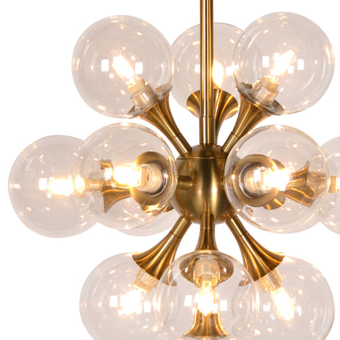 Belshaw Clear Glass and Brass Finish Chandelier