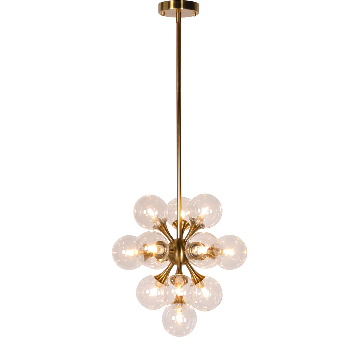 Belshaw Clear Glass and Brass Finish Chandelier