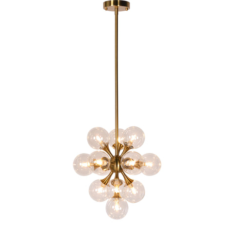 Belshaw Clear Glass and Brass Finish Chandelier