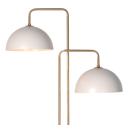 Basra Brass Plated Iron and White Metal Shade Floor Lamp