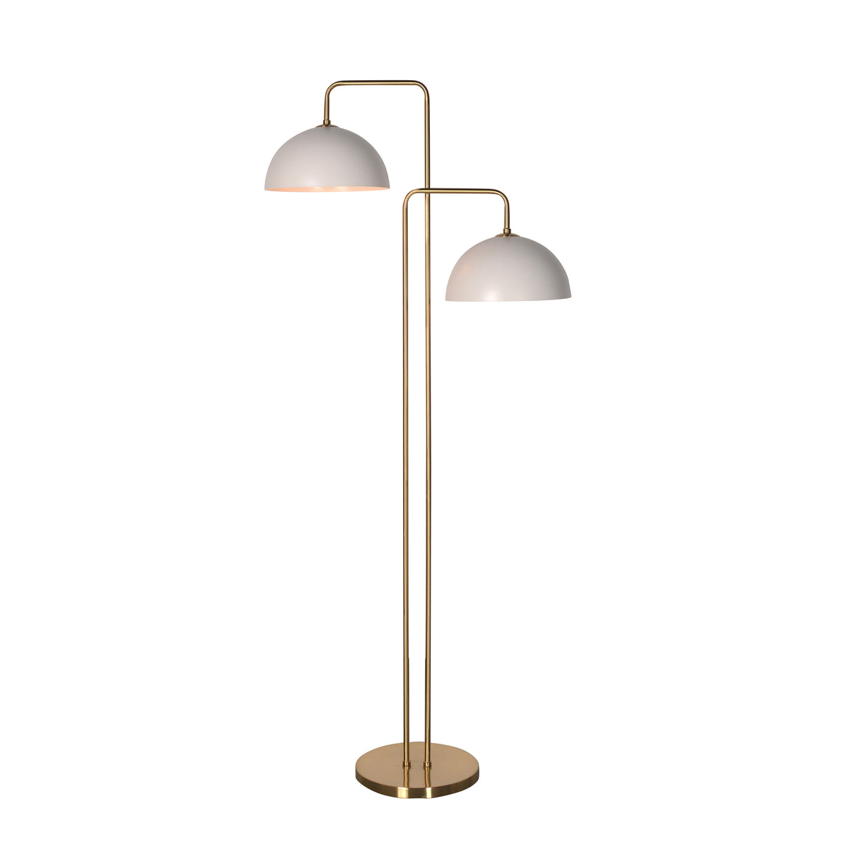 Basra Brass Plated Iron and White Metal Shade Floor Lamp