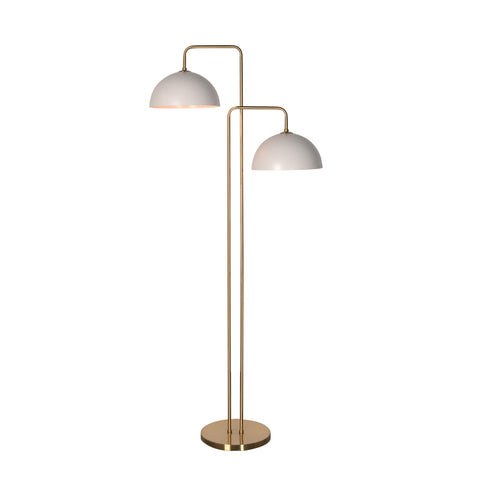 Basra Brass Plated Iron and White Metal Shade Floor Lamp