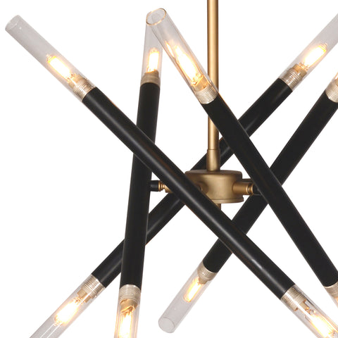 Encino Brass Plated and Matte Black Finish Chandelier