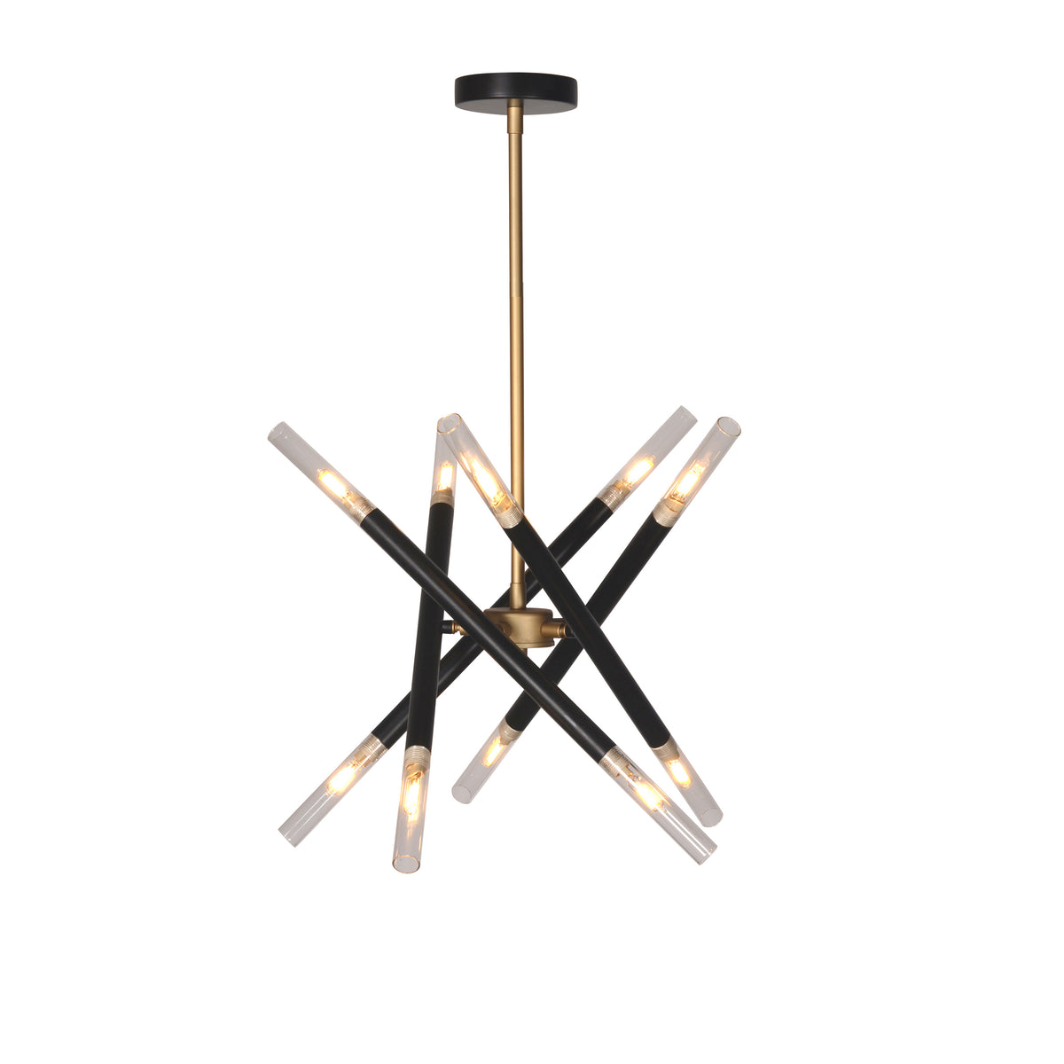 Encino Brass Plated and Matte Black Finish Chandelier