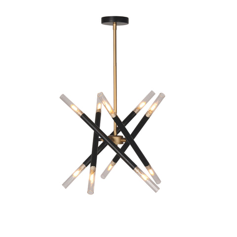 Encino Brass Plated and Matte Black Finish Chandelier