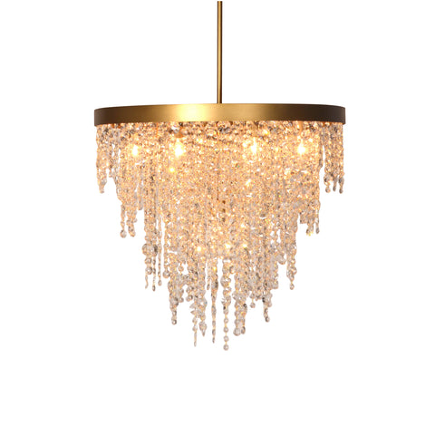 Gloria Brushed Brass and Clear Glass Chandelier