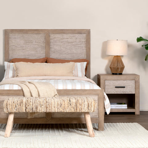 Margot Natural Rattan with Black Metal Table Lamp