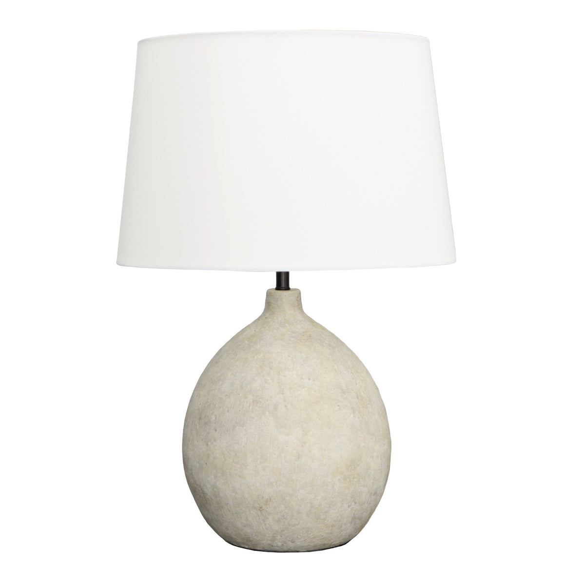 Alec Stone Grey Finish and White Linen Shade Table Lamp