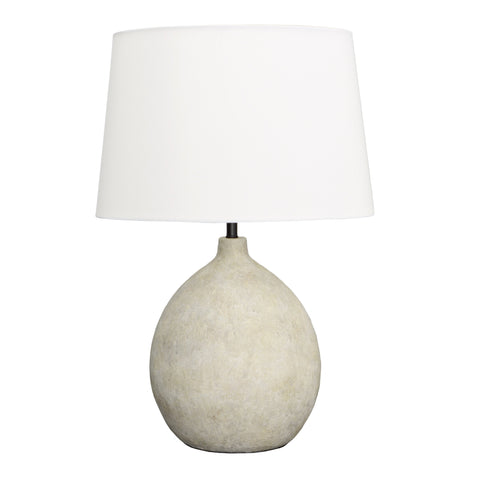 Alec Stone Grey Finish and White Linen Shade Table Lamp
