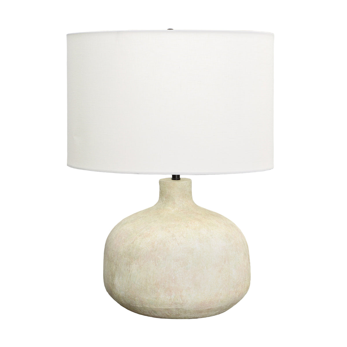 Vyola Antique Ivory Finish and White Linen Shade Table Lamp