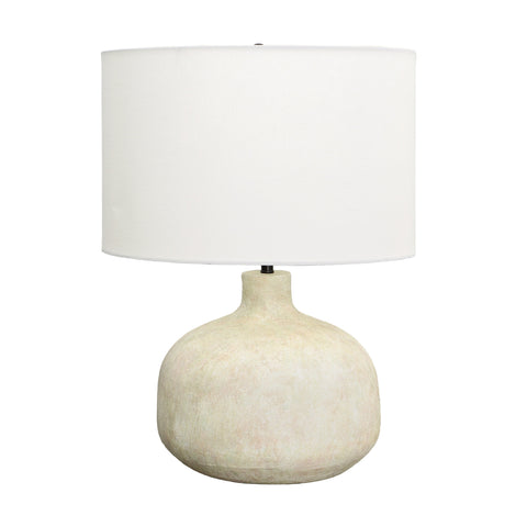 Vyola Antique Ivory Finish and White Linen Shade Table Lamp