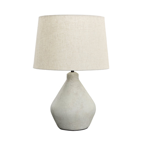 Kennsie Light Grey Finish and White Linen Shade Table Lamp