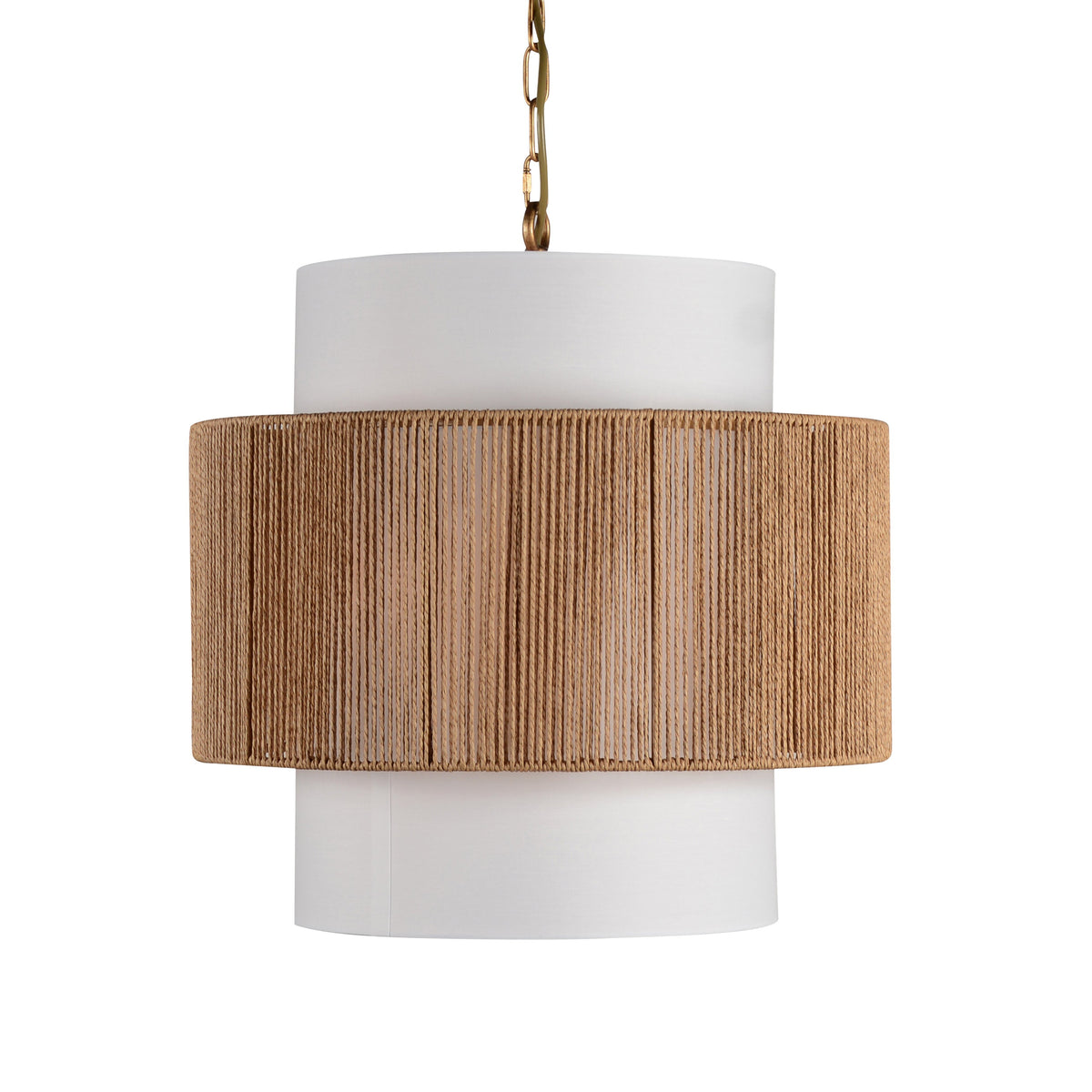 Alannah White and Natural Rattan Chandelier