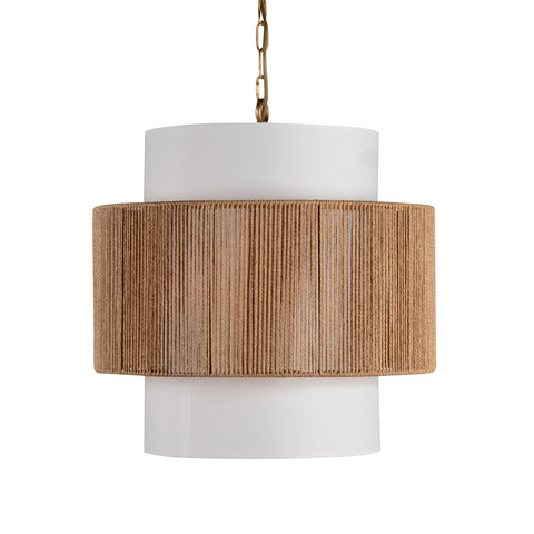 Alannah White and Natural Rattan Chandelier