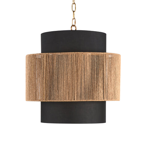 Alannah Black and Natural Rattan Chandelier