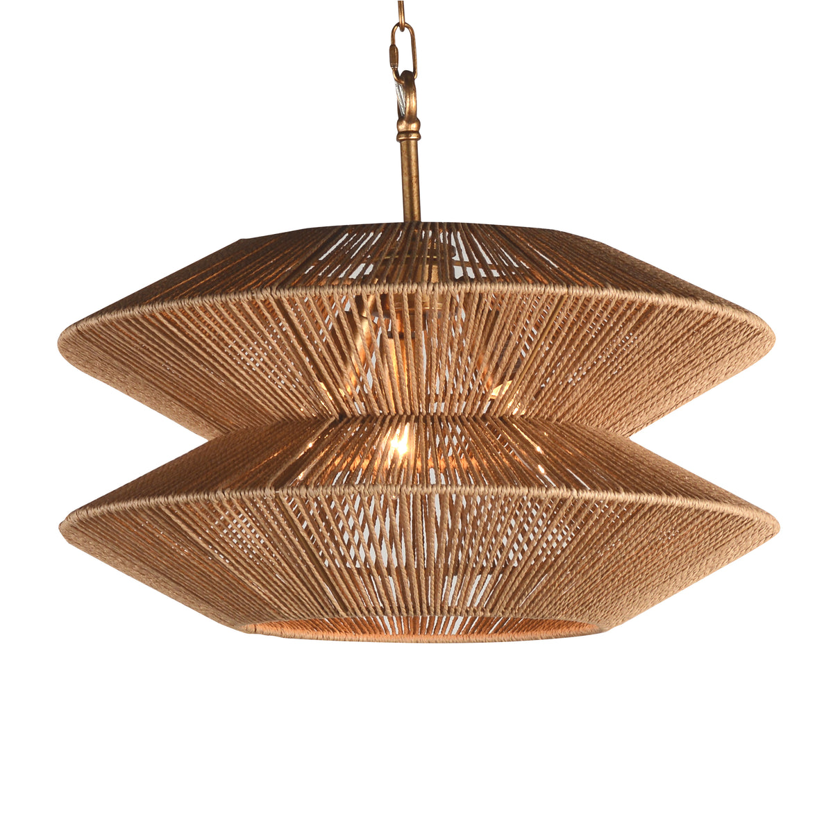 Aysha Natural and Antique Brass Chandelier