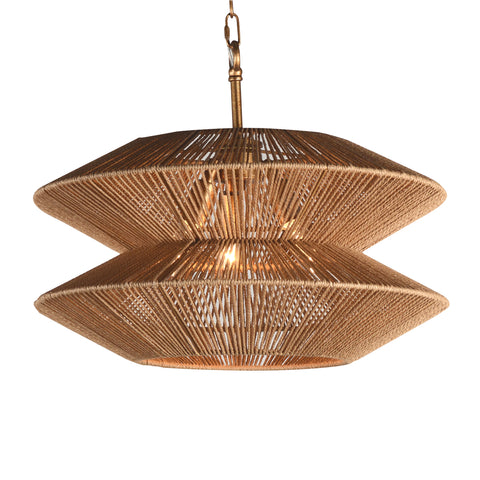 Aysha Natural and Antique Brass Chandelier