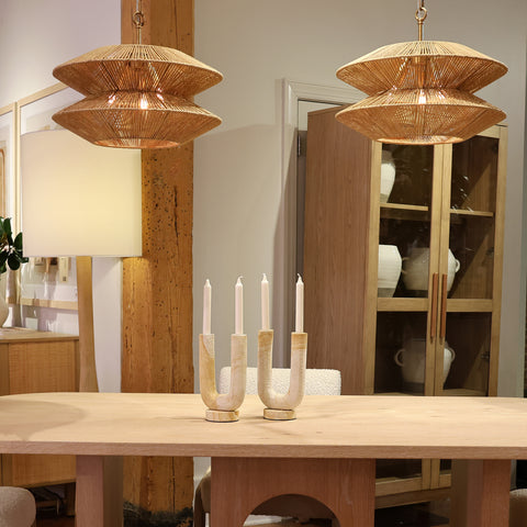 Aysha Natural and Antique Brass Chandelier