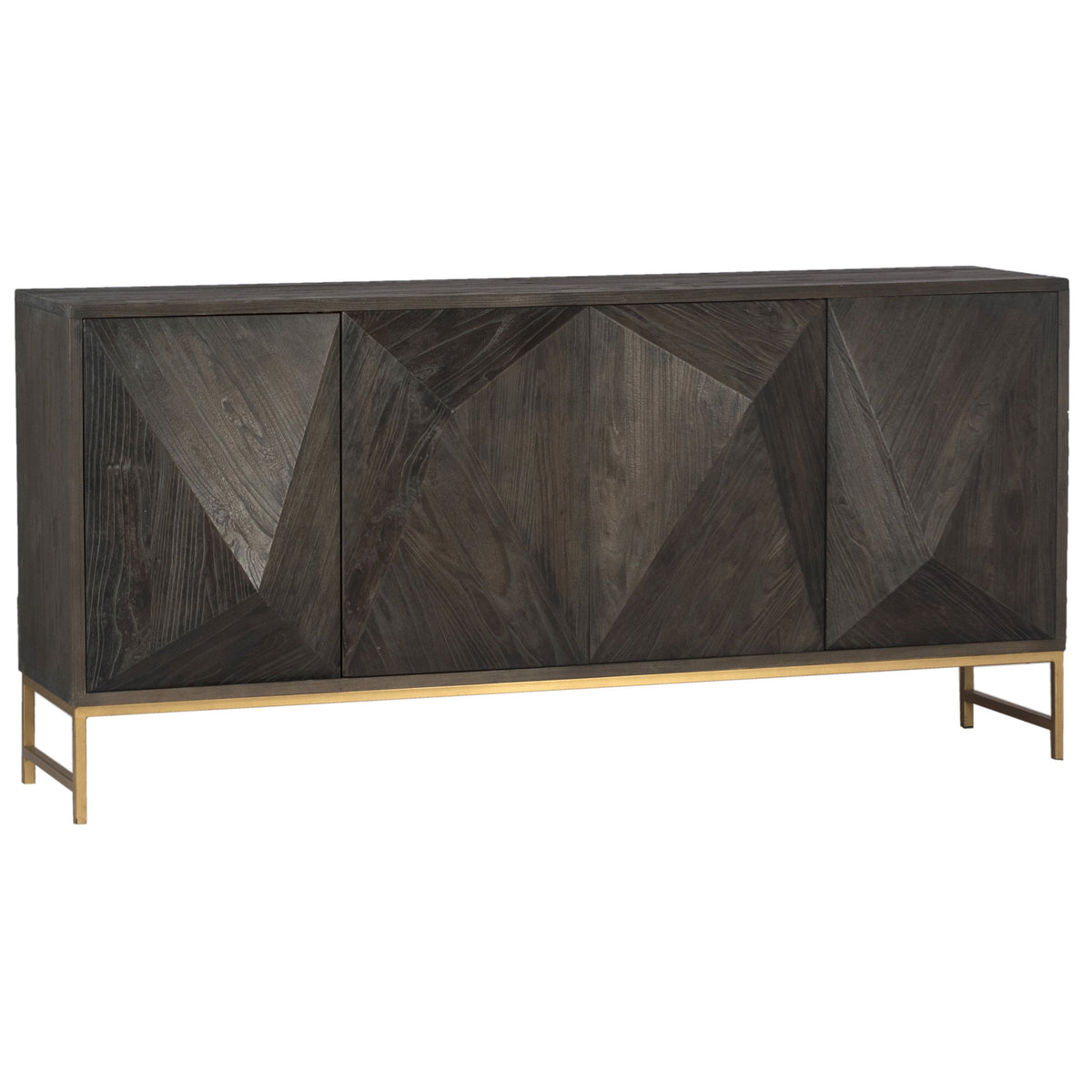 Bolzano Weathered Ebony Finish and Antique Brass Base Sideboard