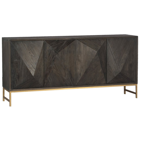 Bolzano Weathered Ebony Finish and Antique Brass Base Sideboard