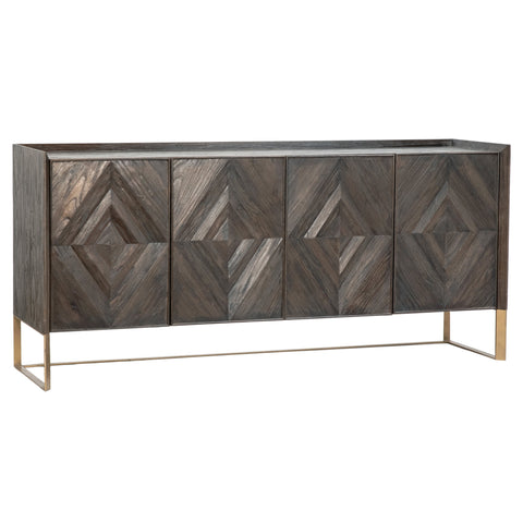 Tyler Dark Natural Finish and Antique Brass Base Sideboard