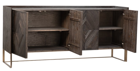Tyler Dark Natural Finish and Antique Brass Base Sideboard