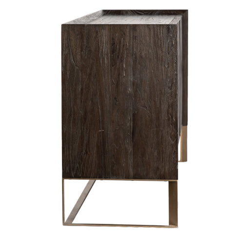 Tyler Dark Natural Finish and Antique Brass Base Sideboard