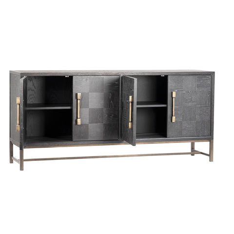 Strauss Antique Black and Antique Brass Copper Finish Sideboard
