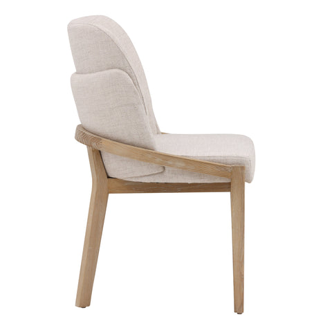 Jacquelyn Beige and Light Natural Dining Chair
