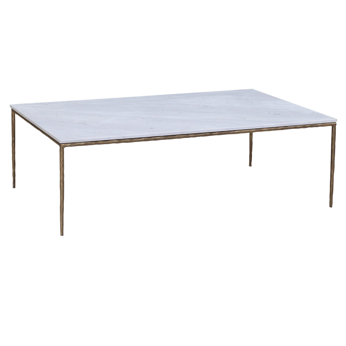 Salas White Marble and Brass Iron Finish Coffee Table