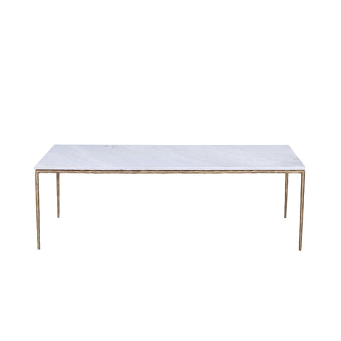Salas White Marble and Brass Iron Finish Coffee Table