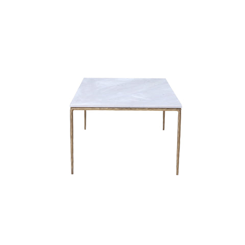 Salas White Marble and Brass Iron Finish Coffee Table