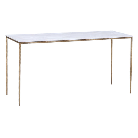 Salas White Marble and Brass Iron Finish Console Table
