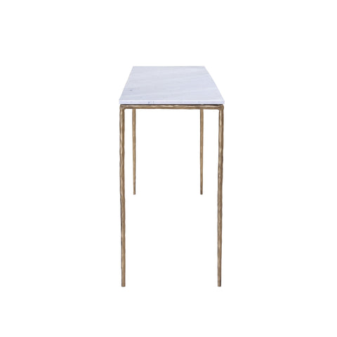 Salas White Marble and Brass Iron Finish Console Table