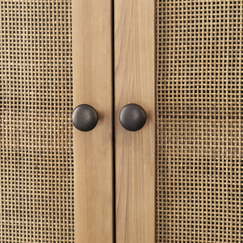 Mondale Natural Honey Wood and Natural Rattan Finish Cabinet